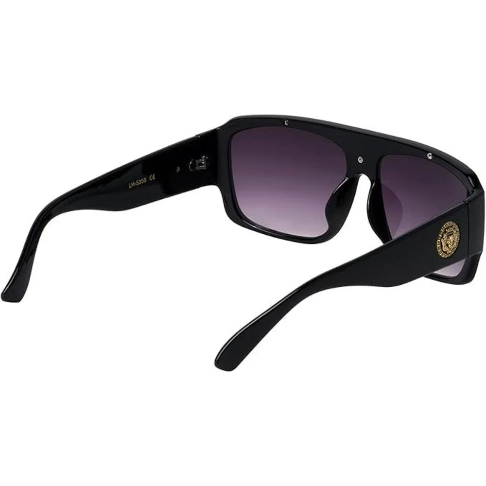 Women Oversized Black Square Lady Sunglasses Gold Black Gradient Lenses‎ Gafas